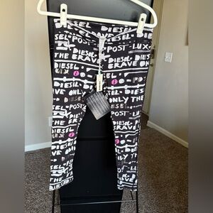 Diesel Women's Black and White Graphic Pants